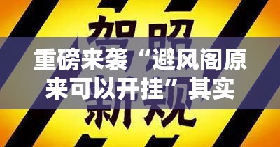 重磅来袭“避风阁原来可以开挂”其实是有挂