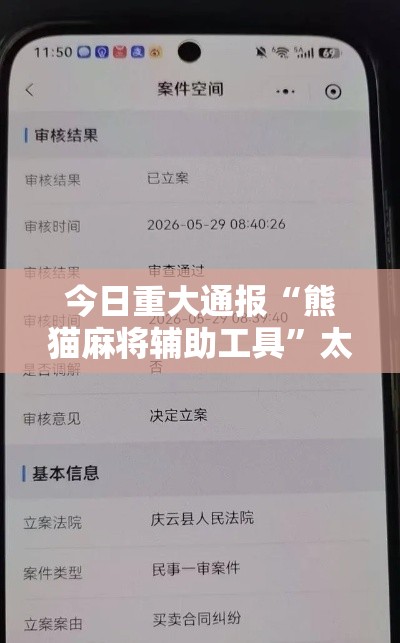 今日重大通报“熊猫麻将辅助工具”太坑了真的有挂